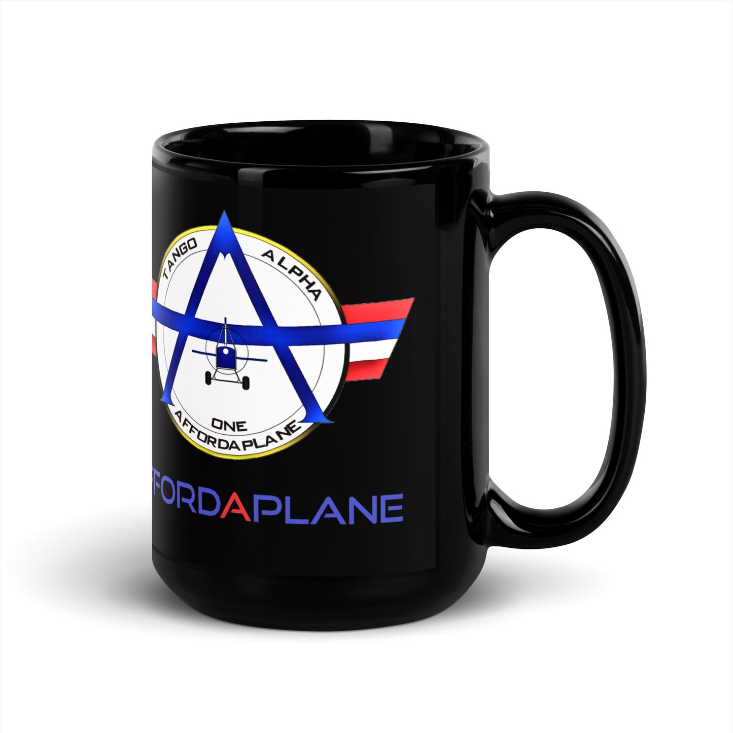 Official Affordaplane Black Glossy Mug