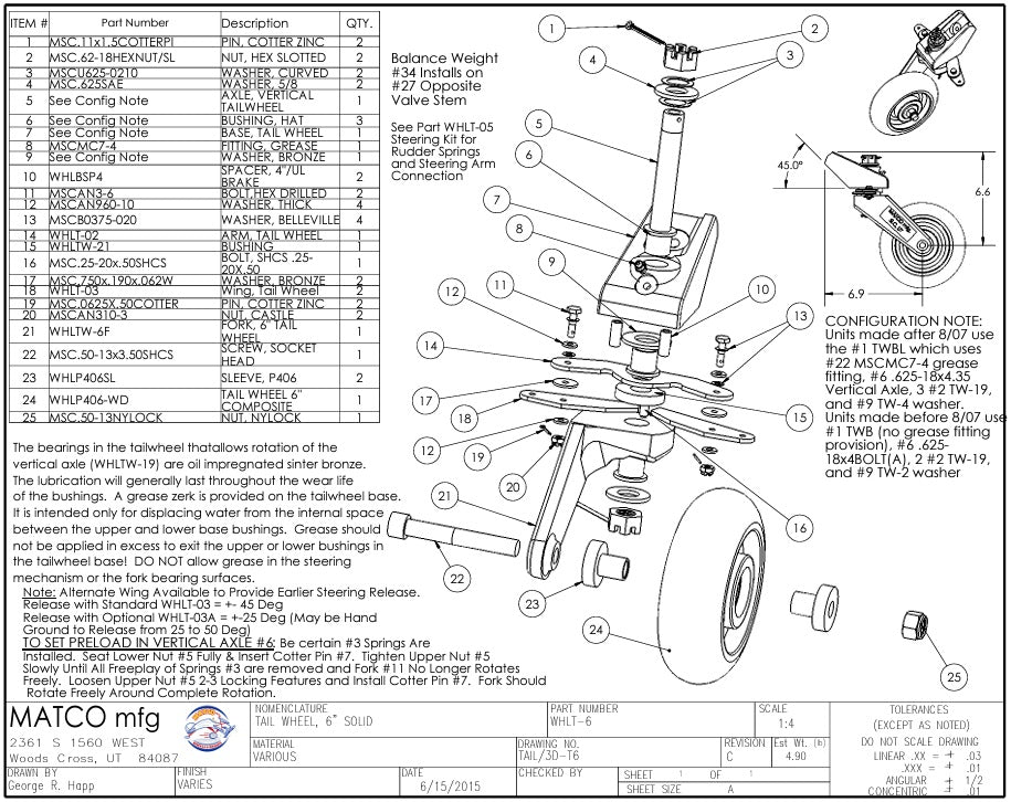 MATCO T6 SOLID 6-INCH TAILWHEEL