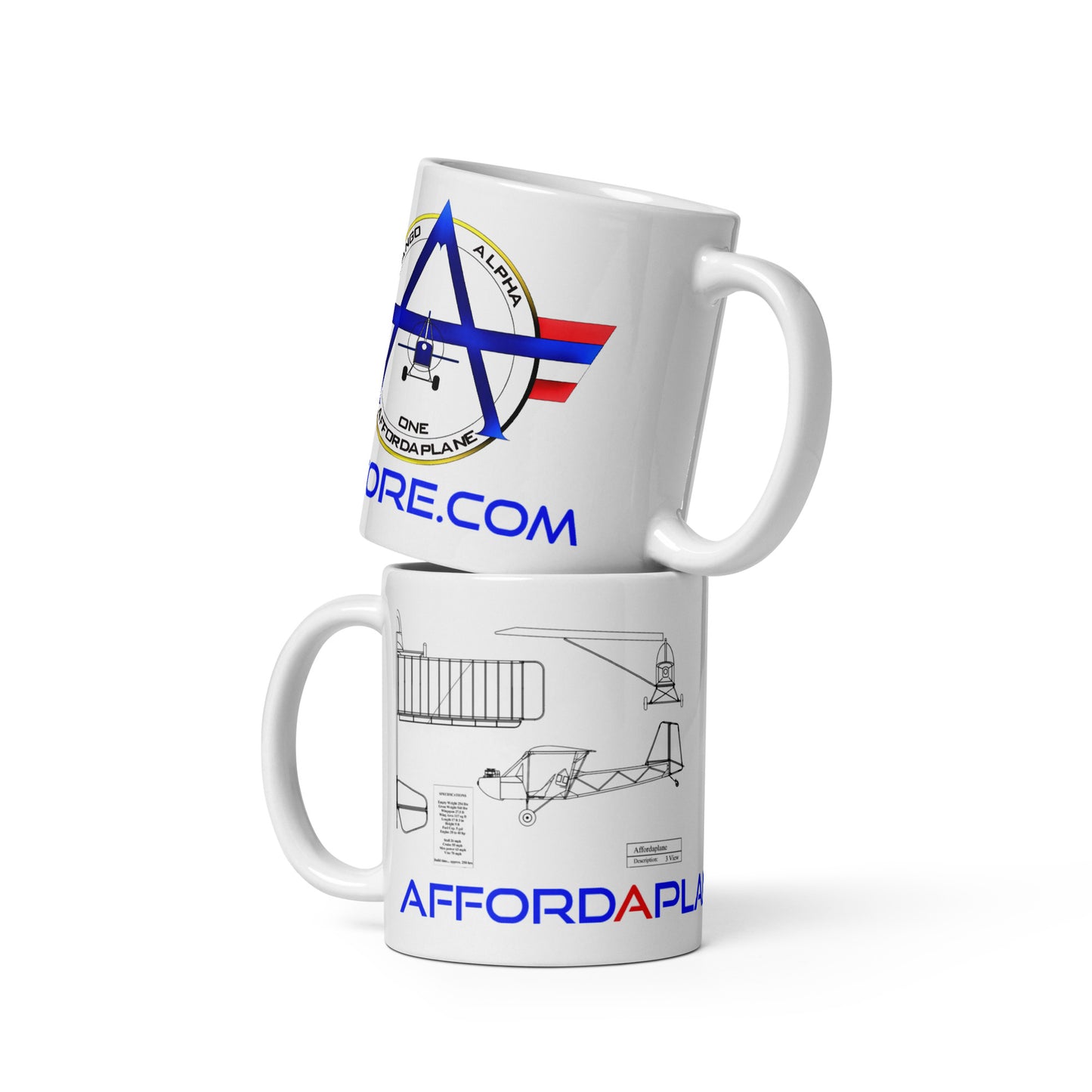 White glossy Affordaplanestore.com mug