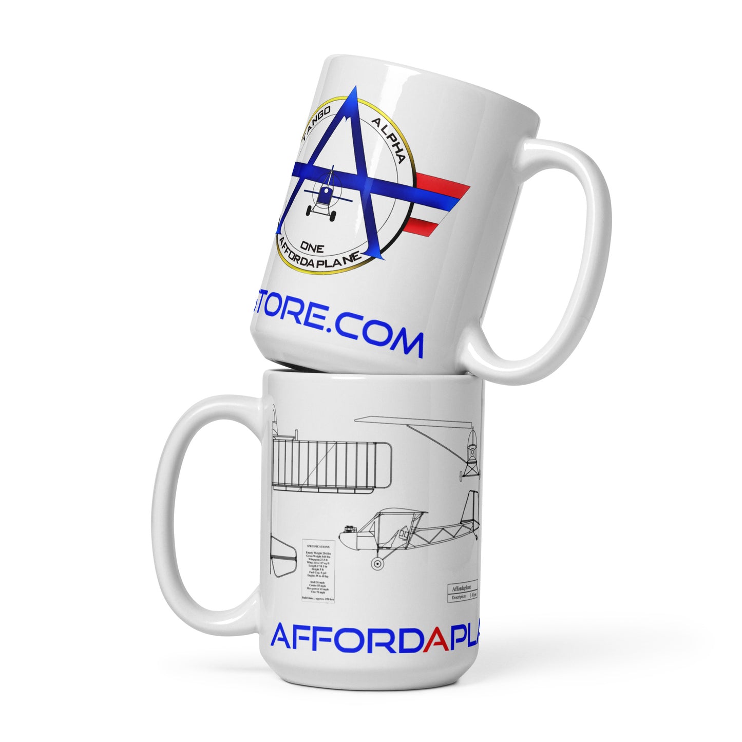 White glossy Affordaplanestore.com mug