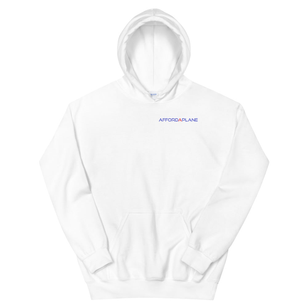 Affordaplane 3 view drawing on back Unisex Hoodie